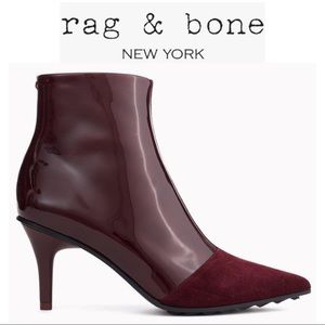 NWT Rag & Bone Womens Red Wine Leather Beha Mixed Bootie Sz 9 NIB